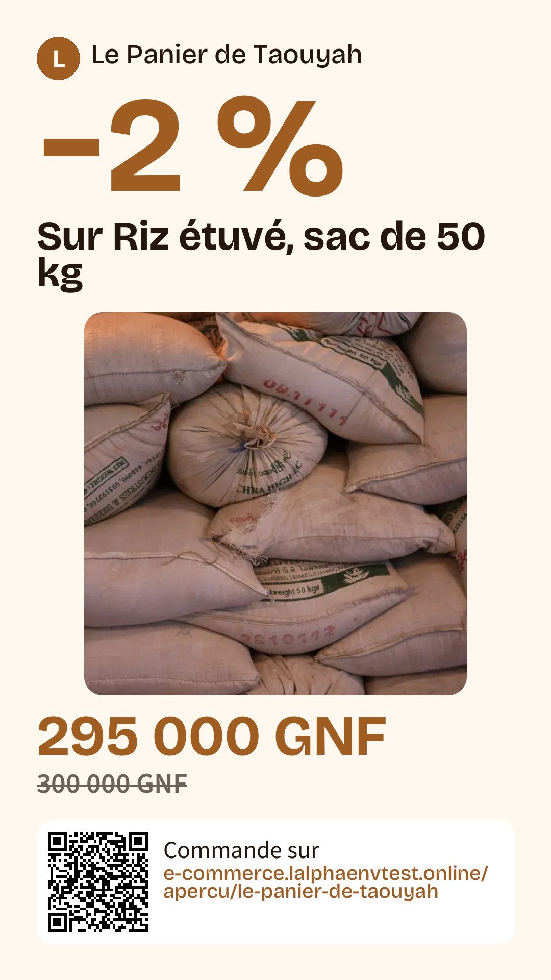 Un visuel de statut de Le Panier de Taouyah, composé par LAlphora